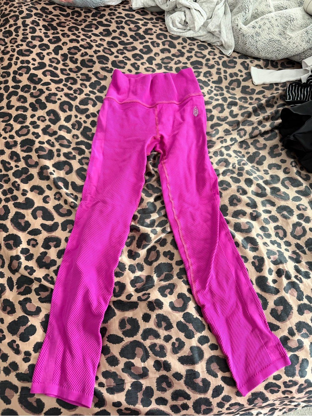 FP Movement by Free People Bright Fuchsia Ribbed Leggings